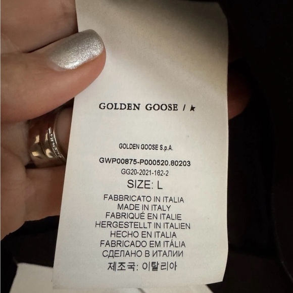 Golden Goose Black Zip-Up Jacket with White Star Grossgrain Trim Womens Size L - Picture 5 of 5